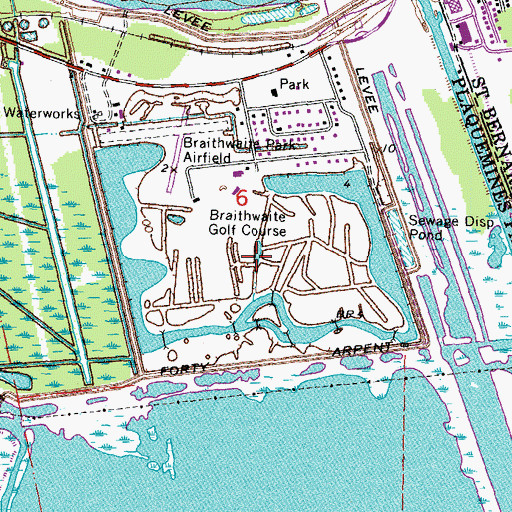 Topographic Map of Hidden Oaks Golf Course, LA