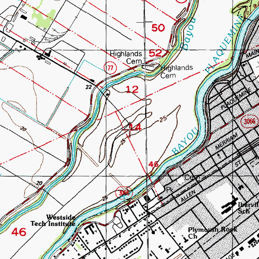 Topographic Map of Island Country Club, LA