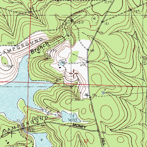 Topographic Map of Money Hill Golf and Country Club, LA