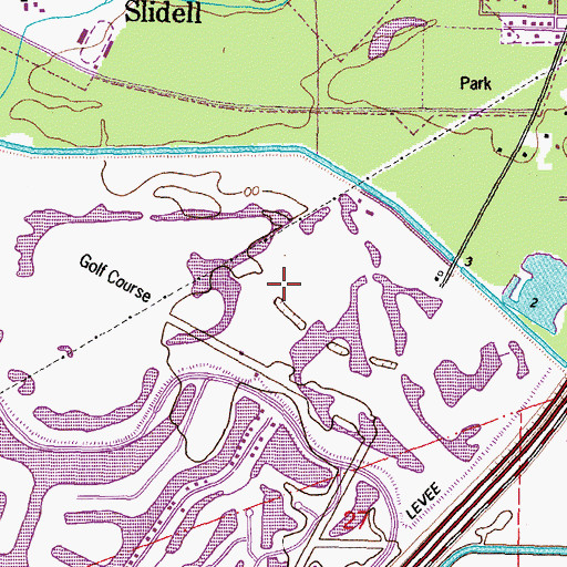 Topographic Map of Oak Harbor Golf Club, LA