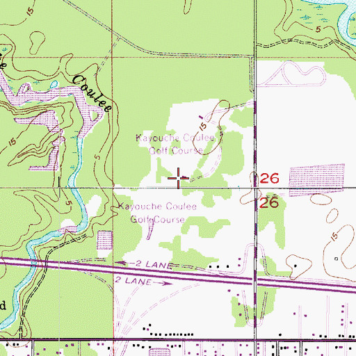 Topographic Map of Pine Shadows Golf Course, LA