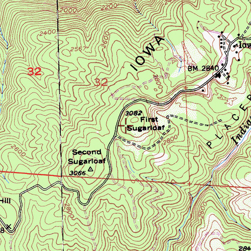Topographic Map of First Sugarloaf, CA