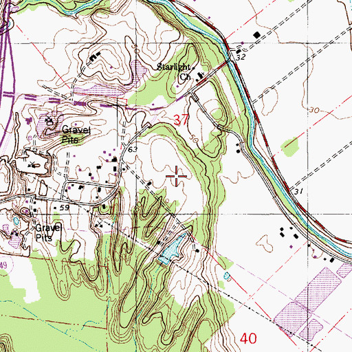 Topographic Map of Red Oaks Golf Club, LA