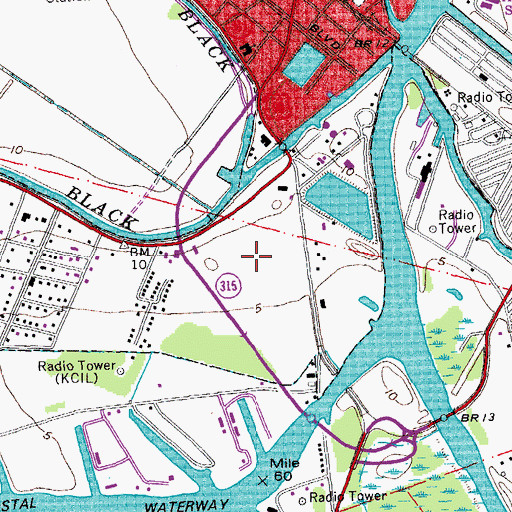 Topographic Map of Southern Oaks Golf Club, LA