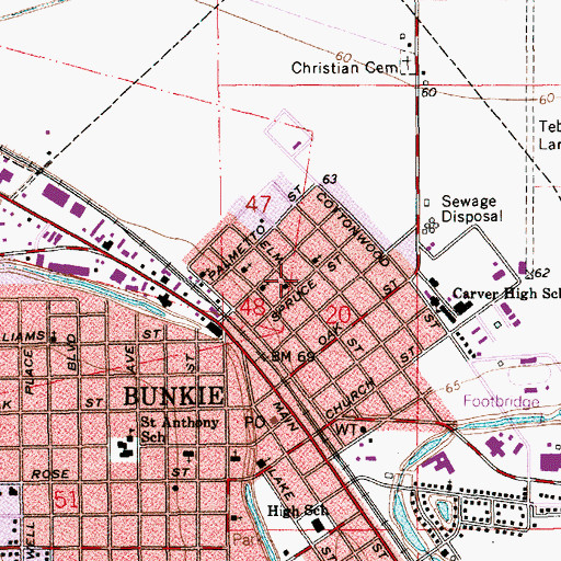 Topographic Map of Abram Temple Church of God, LA