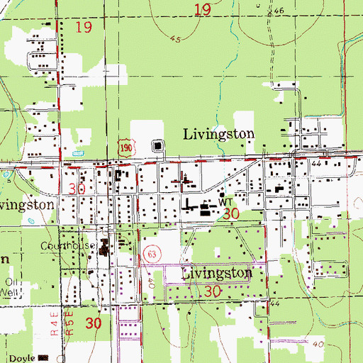 Topographic Map of Bethel Baptist Church, LA