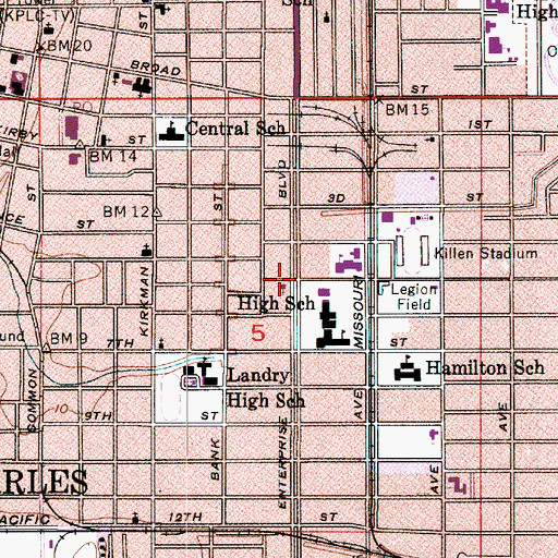 Topographic Map of Bethel Metropolitan Baptist Church, LA