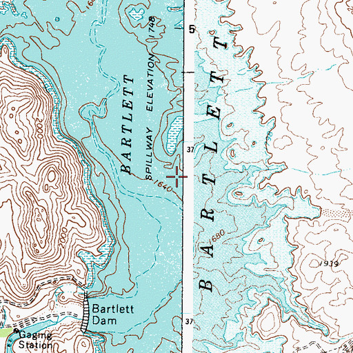 Topographic Map of Bartlett Reservoir, AZ