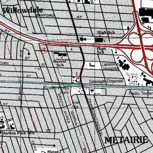 Topographic Map of Bible Believers Baptist Church, LA