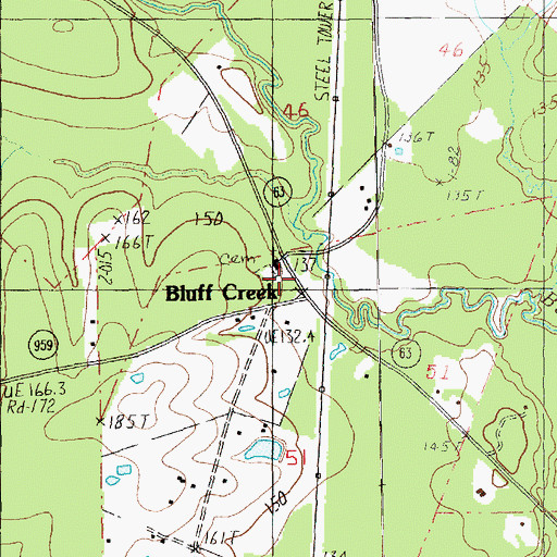 Topographic Map of Bluff Creek Baptist Church, LA