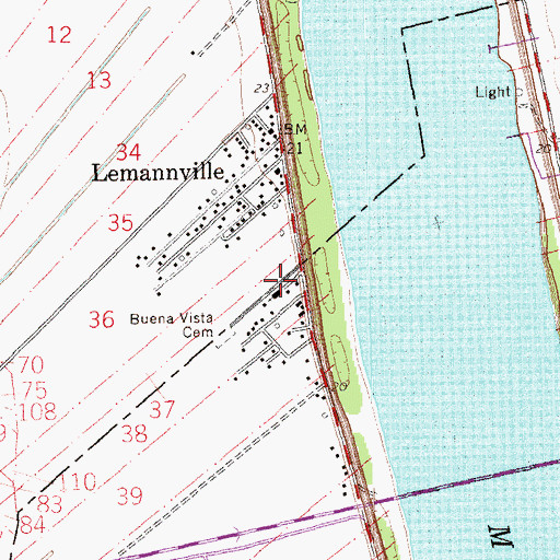 Topographic Map of Buena Vista Baptist Church, LA