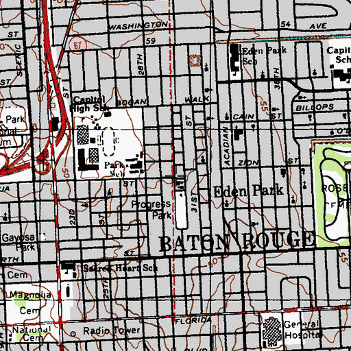 Topographic Map of Center for Christian Unity, LA