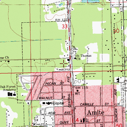 Topographic Map of Center of Hope, LA