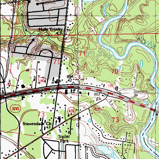 Topographic Map of Central Baptist Church, LA