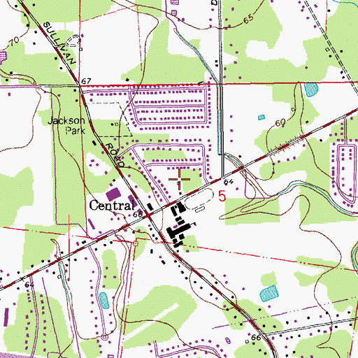 Topographic Map of Central Worship Center, LA