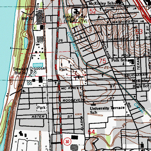 Topographic Map of Charity Christian Center, LA