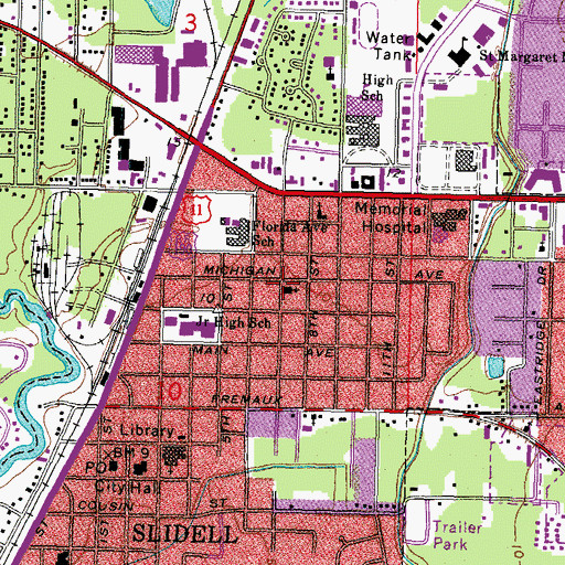 Topographic Map of Christ Episcopal Church of Slidell, LA