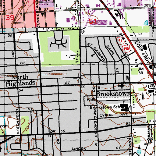Topographic Map of Christ Gospel Outreach, LA