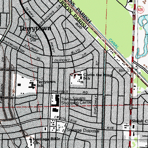 Topographic Map of Christ the King Catholic Church, LA