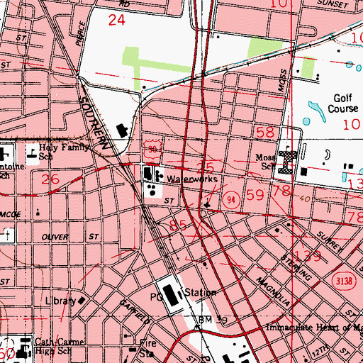 Topographic Map of Christ the King Church, LA