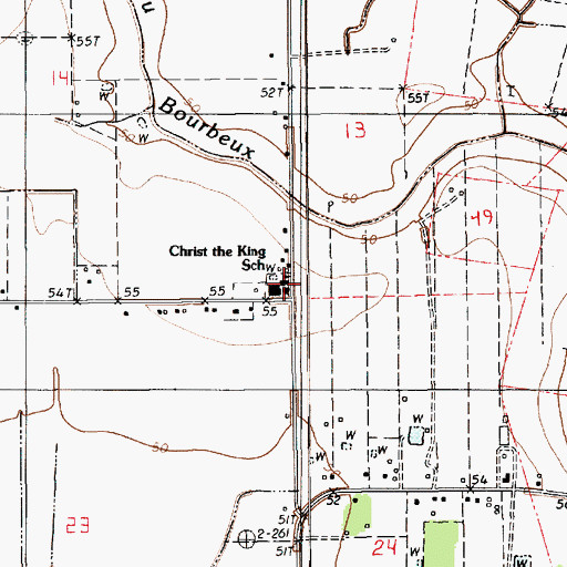 Topographic Map of Christ the King Church, LA