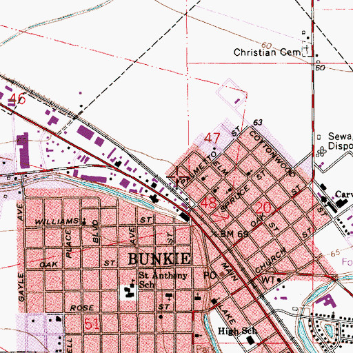 Topographic Map of Christian Baptist Church, LA