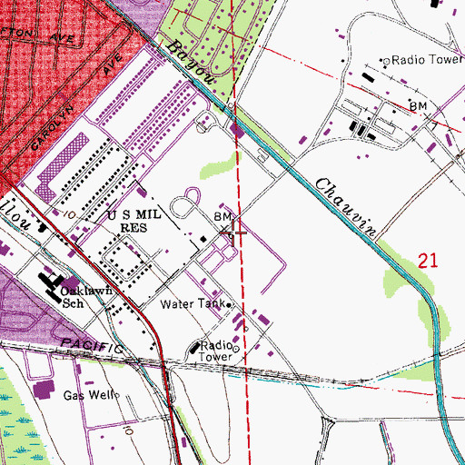 Topographic Map of Christian Faith Fellowship Church, LA