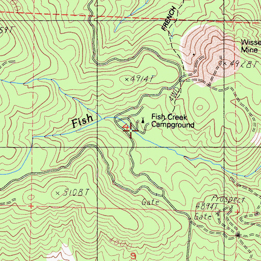 Topographic Map of Fish Creek Campground, CA