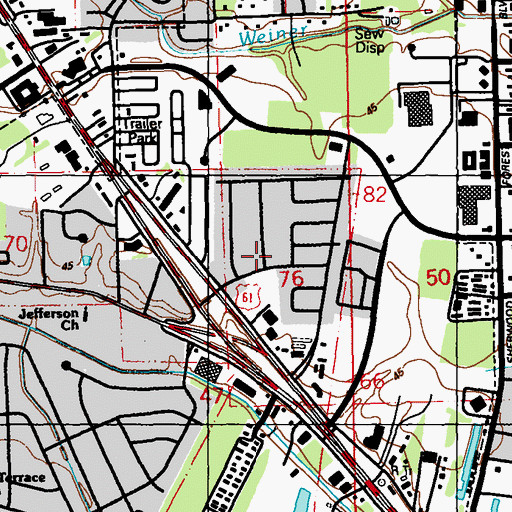 Topographic Map of Clear View Baptist Church, LA