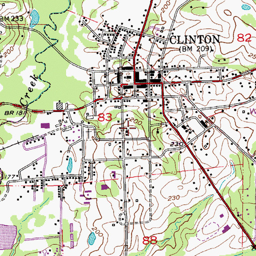 Topographic Map of Clinton Presbyterian Church, LA