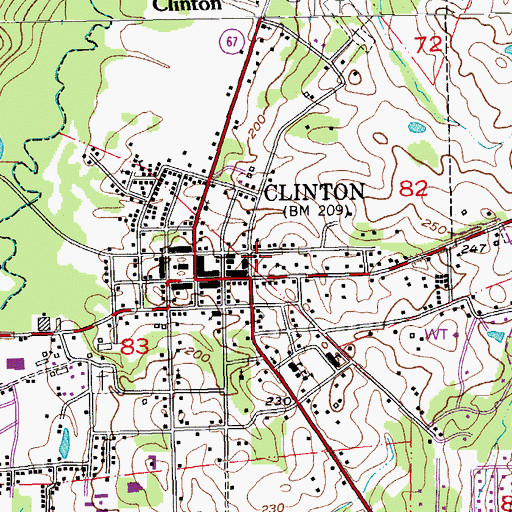 Topographic Map of Clinton United Methodist Church, LA