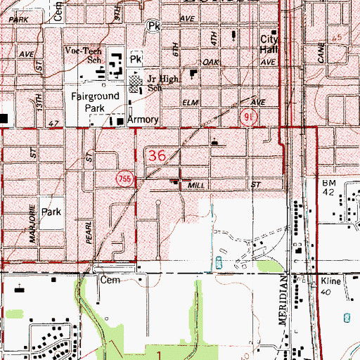 Topographic Map of Community Bible Fellowship Church, LA