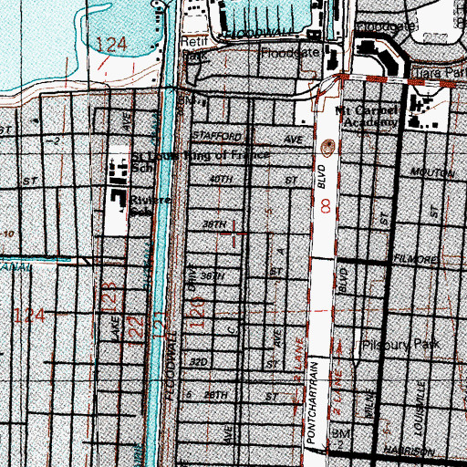 Topographic Map of Community Church Unitarian Universalist, LA