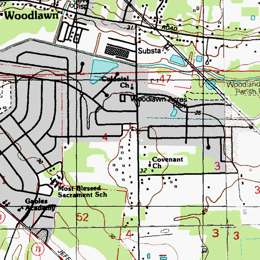 Topographic Map of Community of Christ Church, LA