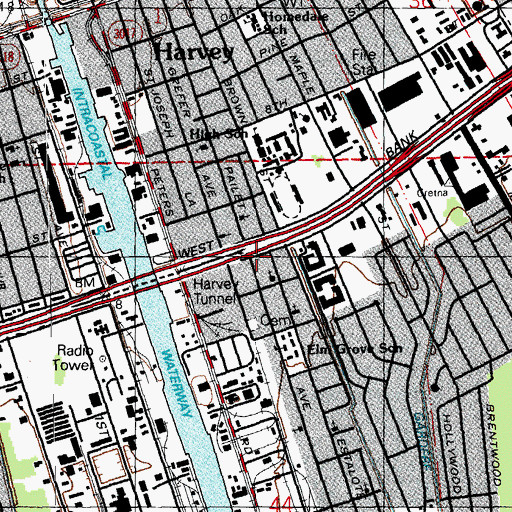 Topographic Map of Cornerstone Full Gospel Church, LA