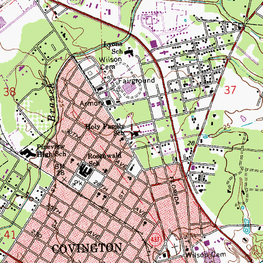 Topographic Map of Covenant Christian Church, LA