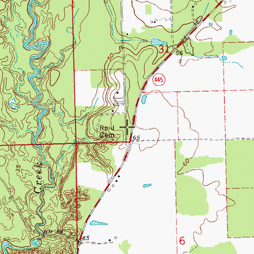 Topographic Map of Creekside Baptist Church, LA