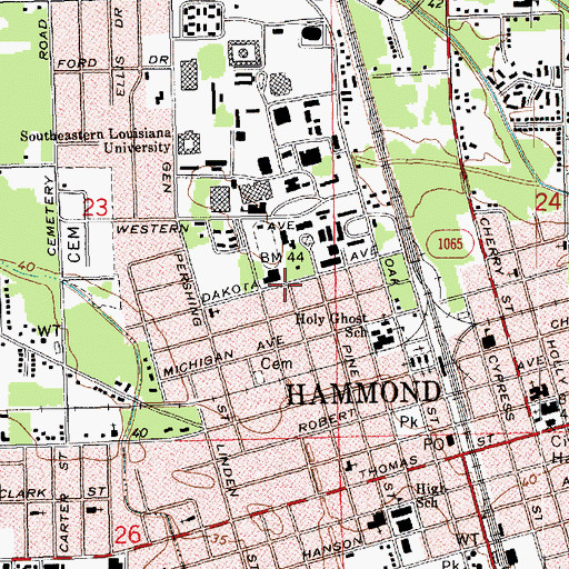 Topographic Map of Crossroads Community Church, LA