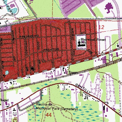 Topographic Map of Cummings Temple African Methodist Episcopal Church, LA