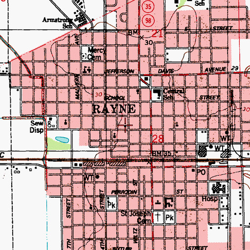 Topographic Map of Cunningham Christian Methodist Episcopal Church, LA