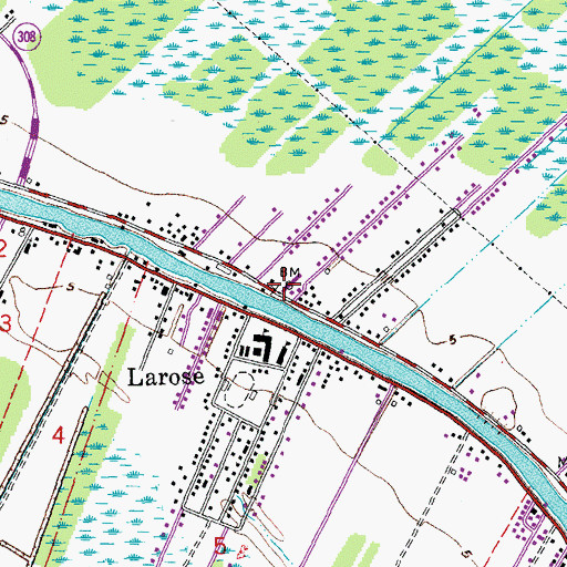 Topographic Map of Cut Off Church of Christ, LA