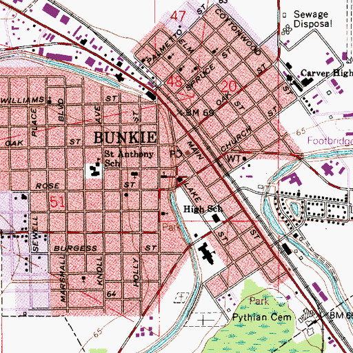 Topographic Map of David Haas Memorial United Methodist Church, LA