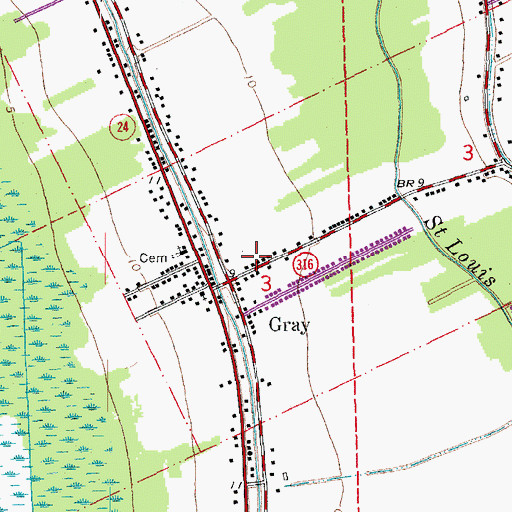 Topographic Map of Eagle Wright Baptist Church, LA