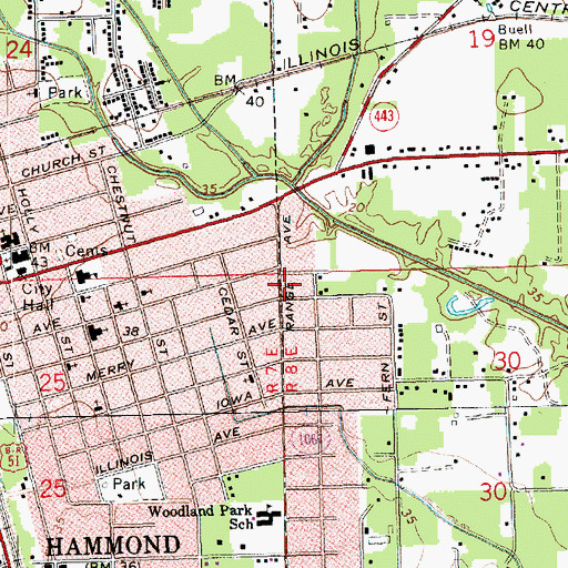 Topographic Map of Eastside Pentecostal Church, LA