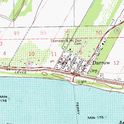 Topographic Map of Ebenezer Baptist Church, LA