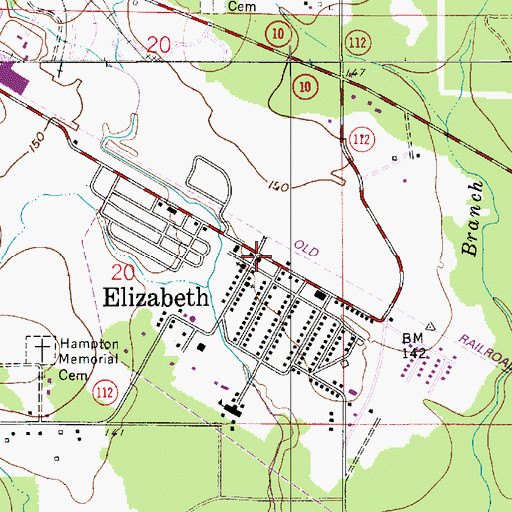 Topographic Map of Elizabeth Baptist Church, LA