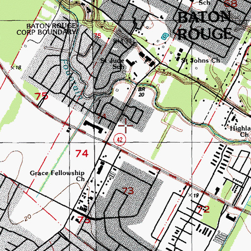 Topographic Map of Emmanuel Baptist Church, LA