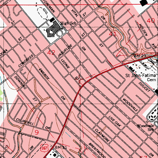Topographic Map of Emmanuel Baptist Church, LA