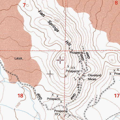 Topographic Map of Fish Springs Hill, CA