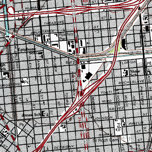 Topographic Map of Evangelistic Baptist Church, LA